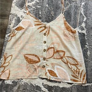 L - Paper Crane Beige and Brown Floral Camisole